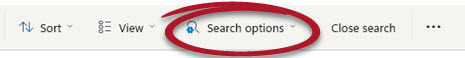 search Options menu