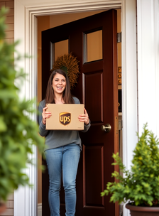 Woman picking up package