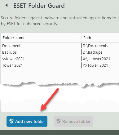 Listing or adding protected folders