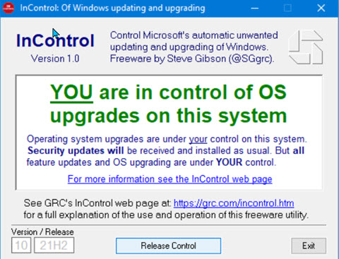 Releasing Control of upgrades