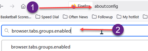 using about:config to turn on browser tabs