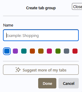 Making a new tab group