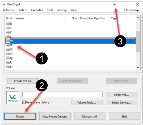 Mounting a VeraCrypt volume