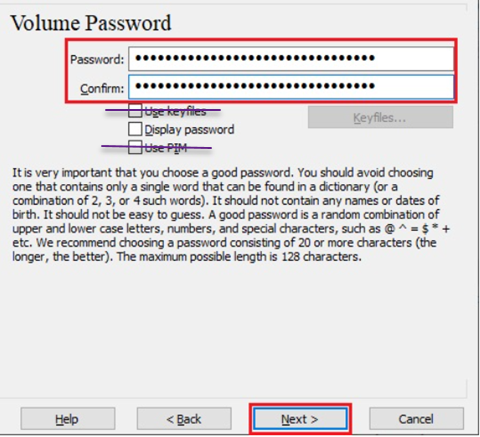 Creating your Veracrypt password
