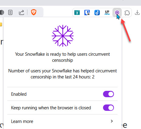 Project Snowflake extension display