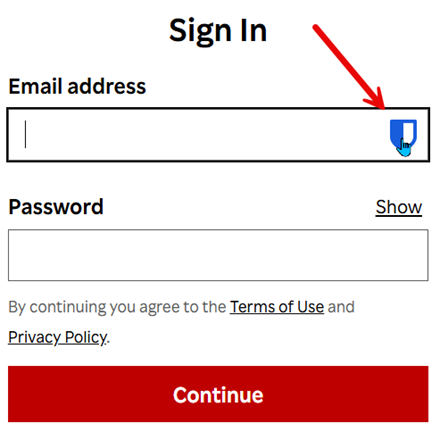 Site sign in screen with Bitwarden Logo