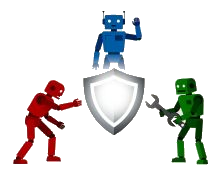 Red,blue and Green robots working
