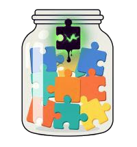 Jar of puzzle pieces with one bad / infectious