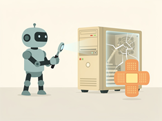 Woman chatting with robot